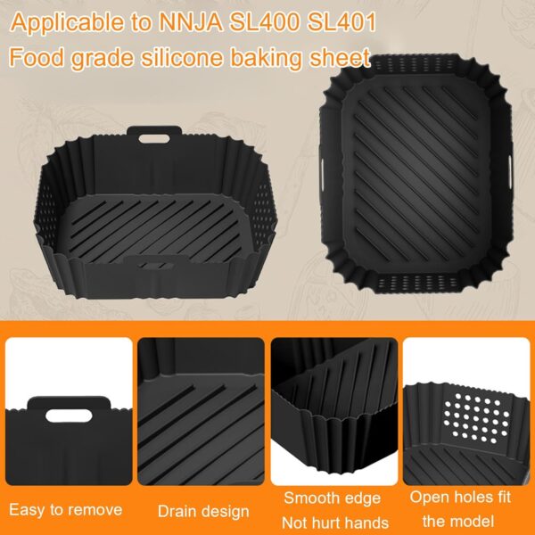 Ziyero Air Fryer Silicone Liner for Ninja Double Stack XL 9.5L SL400UK, Perforated Air Fryer Liners Reusable, Air Fryer Accessories for Ninja Double Stack Vertical Dual Drawer Airfryer (2 PCS) - Image 5