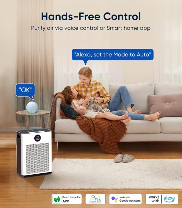 Air Purifiers for Home,FRESHDEW Air Purifiers for Bedroom Up to 170m² With Smart WiFi,Air Quality and Light Sensors,Double-sided Air Inlet,H13 HEPA Fliter for Pet Odor, Dust, Smoke, Wildfire 22dB - Image 5