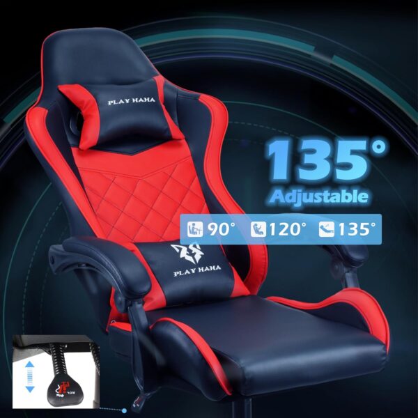 Gaming chair Office chair Swivel chair Computer chair Work chair Desk chair Ergonomic Chair Racing chair Leather chair Video game chairs (Red,lumbar pad) - Image 9