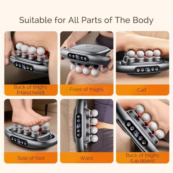 8 Head Massage Gun Deep Tissue, 16-Drive 8-Head Massage Gun, 3D Kneading Massager with 30 Levels 3 Modes & Red Light, Deep Tissue Back Massagers, Electric Massager Tool for Legs, Waist, Back, Buttocks - Image 7