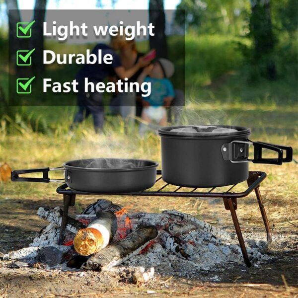 aiGear Camping Cookware Kit/12 in 1 Outdoor Camping Cooking Set | Portable Lightweight Aluminum | for 1 to 2 People Outdoor Camping Hiking Picnic - Image 3