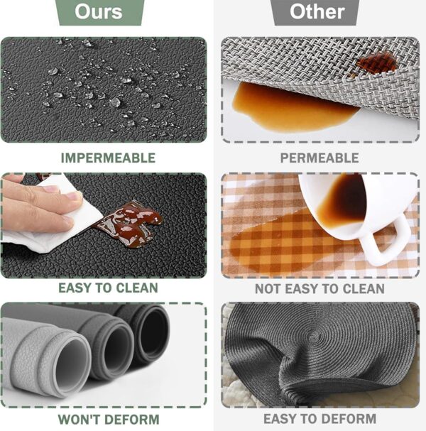 Silicone Place mat and Coaster Set of 4, Placemats Heat-Resistant 450 °F, Non-Slip and Waterproof, Decoration Accessories for Indoor, Outdoor, Home, Hotel, Restaurant, Dining Table, Black - Image 5