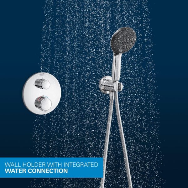 GROHE Precision Round - Concealed Shower System with 2 Outlets Thermostat (25 cm Round Head Shower 1 Spray, 11 cm Round Hand Shower 2 Sprays, Shower Hose 1.5 m, Circular Trim), Chrome, 34883000 - Image 9