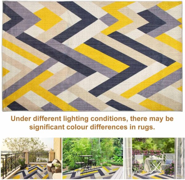 Betadistor Area Rugs 160 x 230 CM Large Living Room Rug Soft Short Pile Geometric Rug Non Slip Washable Rug Indoor Floor Cover Foldable Carpet Office Bedroom Kitchen, Yellow and Grey, 303-05160 - Image 7