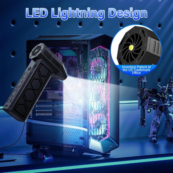 Compressed Air Duster,180000RPM Electric Air Duster,4-Gear Speed Compressed Air Cleaner for PC with LED Lighting,Air Blower Cleaner for Computer, Keyboard, Car,Outdoor BL01 - Image 7