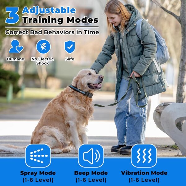 Citronella Dog Training Collar with Remote, Spray Bark Training Collar with Spray/Vibration/Beep Modes, No Electric Shock Humane Safe Rechargeable Waterproof Anti Bark Device for Dogs - Image 3