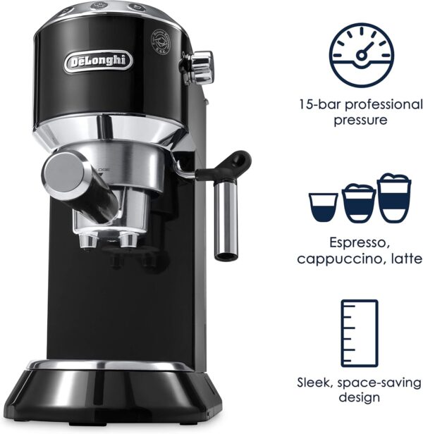 De'Longhi Dedica 5-Bar Pump Espresso Machine, 35 Ounces, Black - Image 3