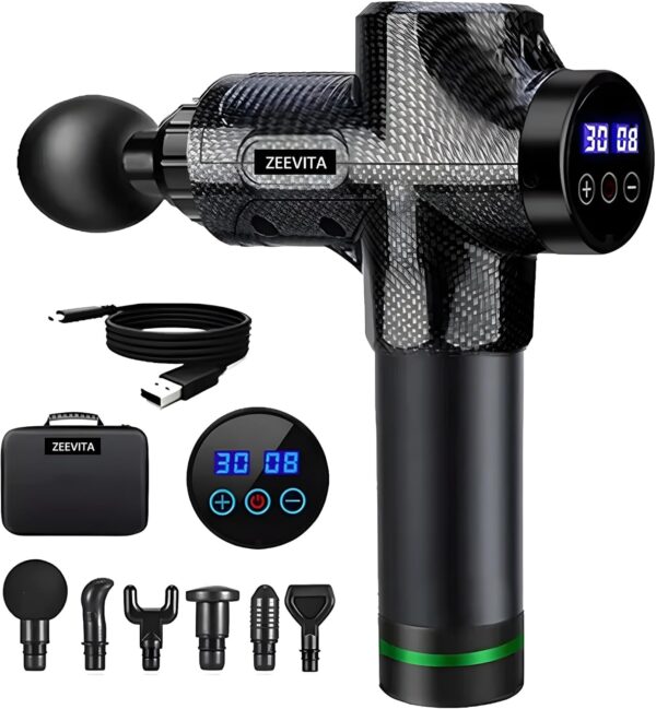 Powerful Massage Gun Deep Tissue with Case, 2025 LCD Portable Muscle Percussion Massager with 30 Speeds for Pain Relief, Handheld Massager with 6 Heads for Shoulder Back Body Neck Arm Legs Relaxation - Image 2