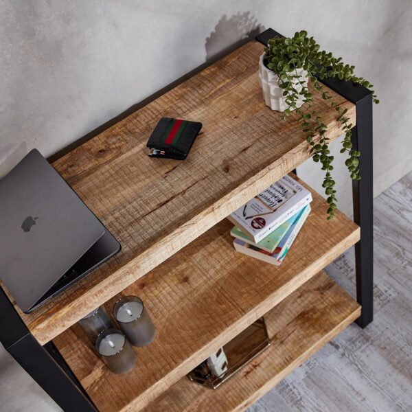 Harbour Bookcase Storage Unit With Shelves for Living Room, Office, Home Furniture - Handcrafted Reclaimed Wood Book Shelf - Rustic Small Wooden Shelving Unit - 100cm x 90cm x 35cm, Brown - Image 6