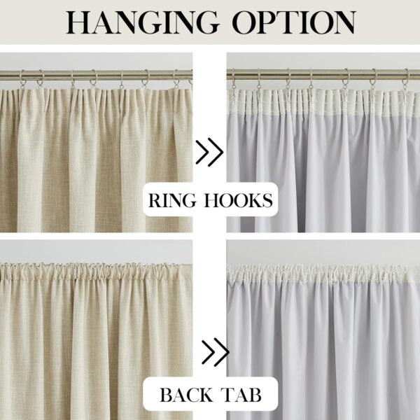WEST LAKE Full Blackout Curtains Linen textured Pencil Pleat Thermal insulated drapes with Solid Colour Energy Saving Window Treatment for Bedroom, Beige, 56 x 72 Inch, 2 Panels - Image 4
