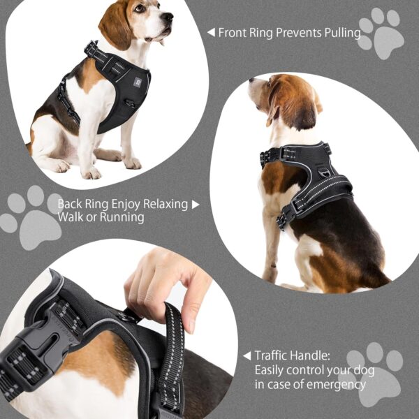 Dog Harness, Dog Harness for Small Medium Large Dogs No Pull Adjustable Padded Reflective Harness with Handle for Walking Training - Image 3