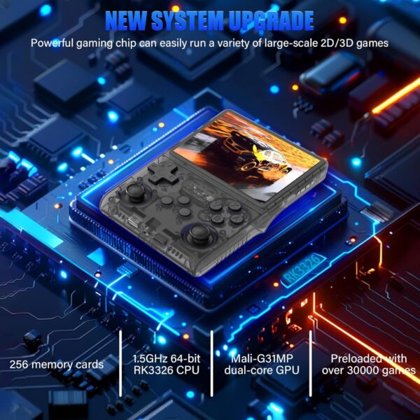 R40S Retro Handheld Video Game Console, 30,000 Retro Games in 1 Game Console with Open Source Linux System, 256GB TF Card, 3.5" IPS Screen and 3800mAh Battery (Grey) - Image 8