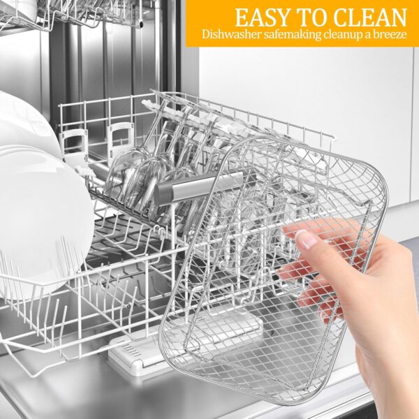 Air Fryer Rack for Ninja Air Fryer 3 Layer Air Fryer Accessories Af300uk Stacking Bacon Racks Rectangular Stainless Steel Dehydrator Rack with 8 Feet 1 Clip for Double Basket Air Fryer Oven - Image 6