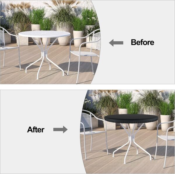 Garden Table Cover Round, Anti UV Garden Furniture Cover,Heavy Duty Rip Proof 600D Patio Set Cover,Wipe Clean Table Cover for Outdoor/Indoor Use, Waterpoof, Windproof, Round 78cm - Image 6
