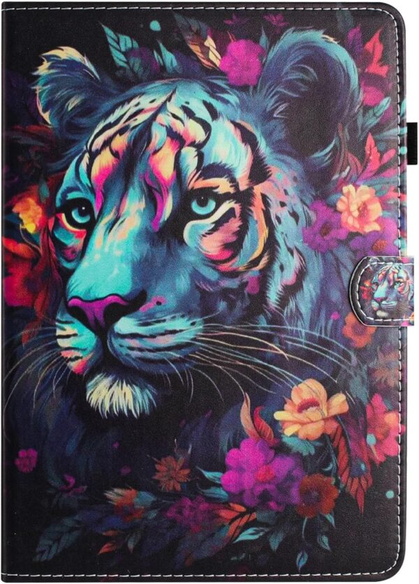 XFDSFDL® Protective Cover for Amazon Fire HD 8/8 Plus 10th Gen 2020 (8.0 Inch) PU Leather Flip Case Colourful Tiger Pattern with Stand Wallet Holster Auto Wake/Sleep Device Shell 02 - Image 4