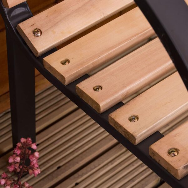 Slatted Garden Bench Wooden Seater Outdoor Furniture Seating Wood Slats Steel Legs Park Patio Seat - Image 7