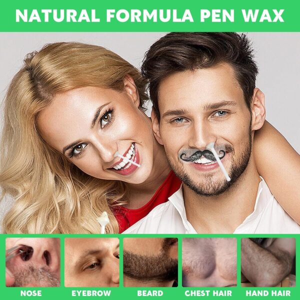 50g Nose Hair Wax Nose Waxing Kit Nose Wax for Men & Women with 20 Nose Wax Sticks + 8 Moustache Stencils + 10 Containers, Safe, Easy, Quick and Painless - Image 8