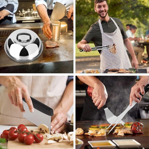 Gissroys 14Pcs Flat Top Griddles Tool With Spatulas Scrapers Tongs Stainless Steels Grills Cooking Kits Griddles Accessories - Image 7