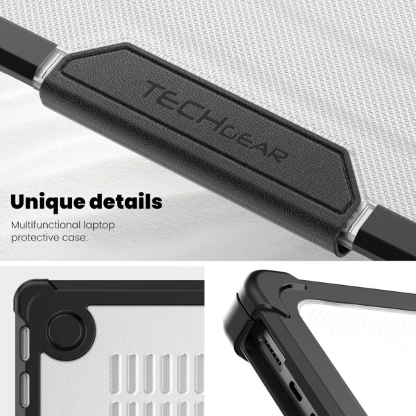 TECHGEAR Case Compatible MacBook Pro 14 inch 2024/2023/2022/2021 Protective Snap-On Tough Hard Shell Cover with Kick Stand for M4 / M3 / M2 / M1 / inc Pro & Max Chips, Clear Shockproof Case, Black - Image 9
