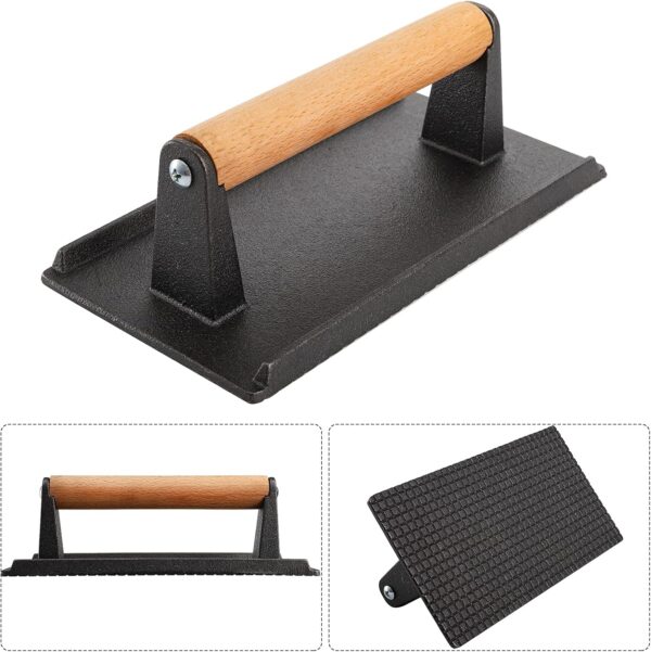 ZEAYEA 12 Inch Basting Cover and Grill Press Kit, BBQ Stainless Steel Griddle Accessories Kit for Hamburger Bacon Steak, Round Flat Top Griddle Cast Iron Grill Cooking Indoor or Outdoor Camping - Image 4