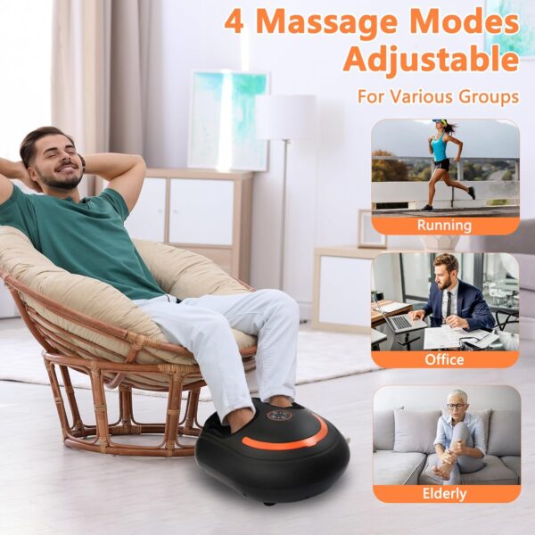 Foot Massager with Heat Shiatsu Foot Massager with Remote Deep Kneading Relief for Tired Muscles Electric Feet Massager Machine for Home and Office Gifts for Mom Dad Size Up to 12 Black - Image 4