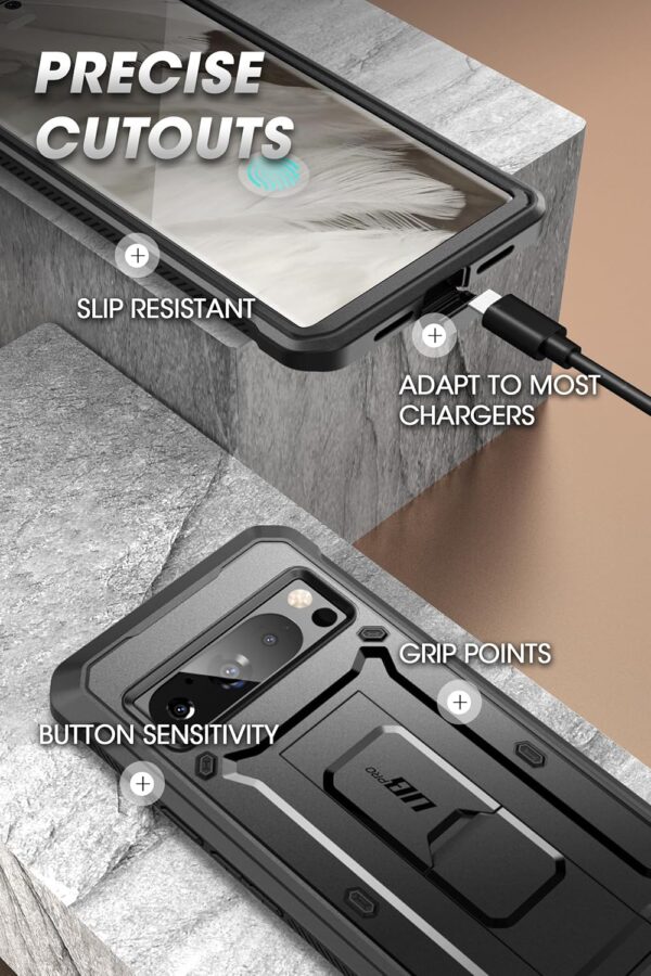 SUPCASE Unicorn Beetle Pro Series Case for Google Pixel 8 Pro with Stand, [Built-in Screen Protector] [Military-Grade Protection] 360 Full Protection Holster Phone Case for Pixel 8 Pro (2023), Black - Image 7