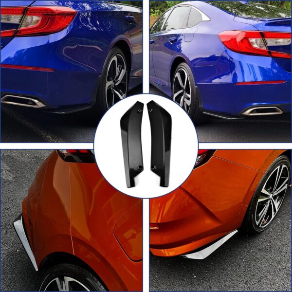Rear Bumper Lip Splitter, Universal Car Modified Rear Bumper Canard，Diffuser Spoiler Lip Splitter Fins Protector, 1 Pair（Glossy Black） - Image 6