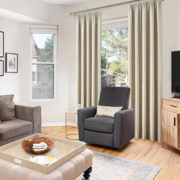WEST LAKE Full Blackout Curtains Linen textured Pencil Pleat Thermal insulated drapes with Solid Colour Energy Saving Window Treatment for Bedroom, Beige, 56 x 72 Inch, 2 Panels - Image 5
