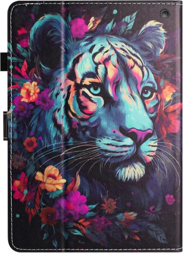 XFDSFDL® Protective Cover for Amazon Fire HD 8/8 Plus 10th Gen 2020 (8.0 Inch) PU Leather Flip Case Colourful Tiger Pattern with Stand Wallet Holster Auto Wake/Sleep Device Shell 02 - Image 5