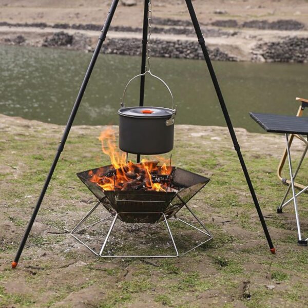 BBQ Charcoal Grill 304 Stainless Steel Camping Fire Pit,Large Cpacity Hexagonal Collapsible Campfire Grill with Carrying Bag for Outdoor Cooking Camping Picnic & Bonfires - Image 10