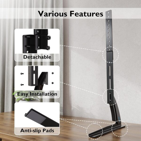 Universal Table Desk Pedestal TV Stand Tabletop Screen for 22"-65" LCD/LED TVs-Securely Holds 50KG & Max.VESA 800x400mm - Image 5
