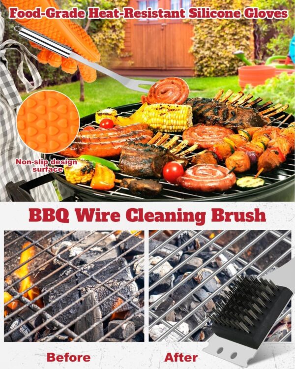 28PCS Stainless Steel BBQ Asccessories Tools Set, Practical Outdoor Grilling Utensils with Portable Case, Complete Barbecue Kit, for Men and Dads for Camping, Picnics, and Cooking. - Image 6