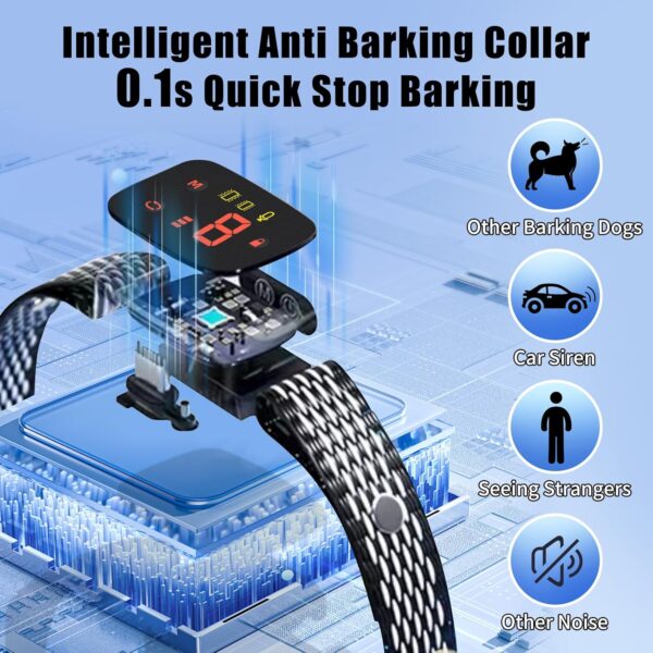 Vilntrosia Anti Barking Dog Collars, Bark collar, Vibration & Beep Modes, 8-Level Sensitivity Adjustable, Harmless Design with IP67 Waterproof of Dogs - Image 3