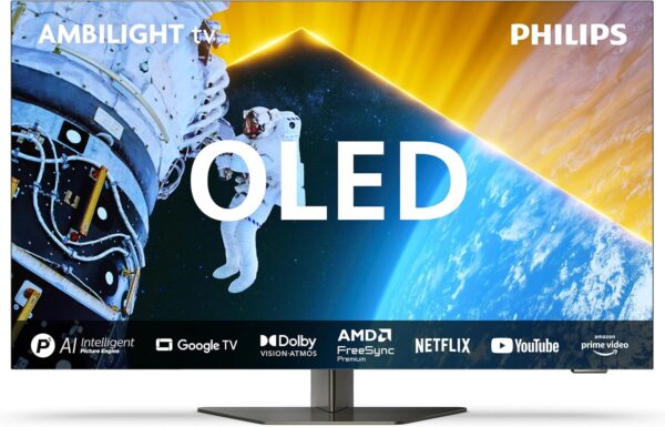 Philips Ambilight 48OLED809 4K OLED Smart TV - 48 Inch Display with P5 AI Perfect Picture Engine, Ultra HD Google TV, Dolby Vision and Atmos Sound, Works with Alexa and Google Voice Assistant - Image 2