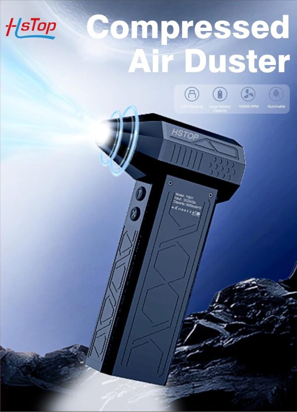 Compressed Air Duster,180000RPM Electric Air Duster,4-Gear Speed Compressed Air Cleaner for PC with LED Lighting,Air Blower Cleaner for Computer, Keyboard, Car,Outdoor BL01 - Image 11