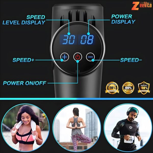 Powerful Massage Gun Deep Tissue with Case, 2025 LCD Portable Muscle Percussion Massager with 30 Speeds for Pain Relief, Handheld Massager with 6 Heads for Shoulder Back Body Neck Arm Legs Relaxation - Image 9