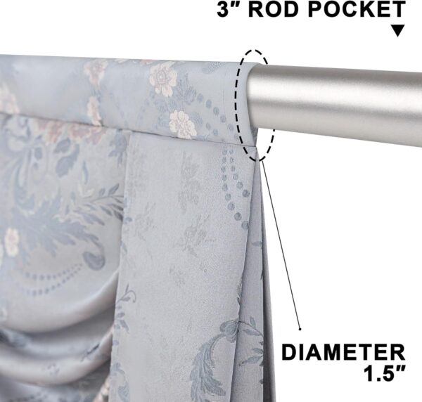 Loom and Mill Luxury Jacquard Waterfall Valance for Living Room Bedroom, Elegant European Floral Swag Window Valances with Tassels, Blue Grey Swag Curtains for Banquet Holiday Decor(W39Inch,1 Panel) - Image 5
