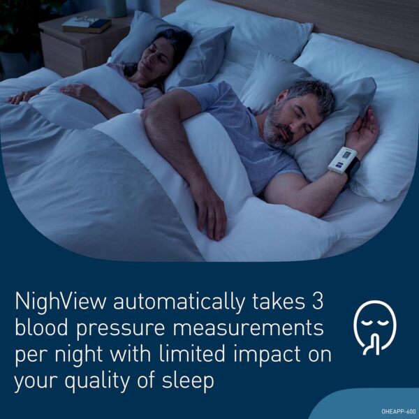 OMRON NightView Wrist Blood Pressure Monitor, clinically validated, Completely Silent Blood Pressure Machine for Daytime and Nighttime Measurements with Bluetooth Connection to Free Smartphone app - Image 7