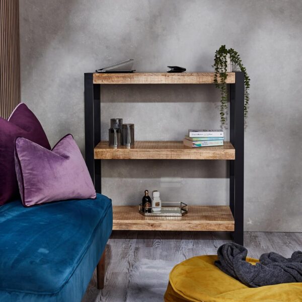 Harbour Bookcase Storage Unit With Shelves for Living Room, Office, Home Furniture - Handcrafted Reclaimed Wood Book Shelf - Rustic Small Wooden Shelving Unit - 100cm x 90cm x 35cm, Brown - Image 5
