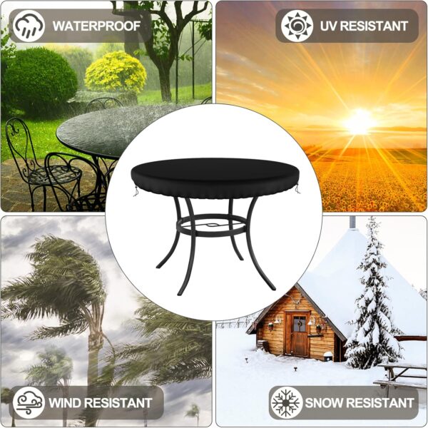 Garden Table Cover Round, Anti UV Garden Furniture Cover,Heavy Duty Rip Proof 600D Patio Set Cover,Wipe Clean Table Cover for Outdoor/Indoor Use, Waterpoof, Windproof, Round 78cm - Image 8