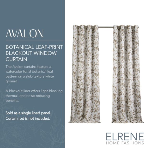 Elrene Home Fashions Botanical Print Blackout Window Curtain Panel, Linen, 52" W x 95" L (Pack of 1) - Image 3