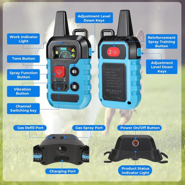 Citronella Dog Training Collar with Remote, Spray Bark Training Collar with Spray/Vibration/Beep Modes, No Electric Shock Humane Safe Rechargeable Waterproof Anti Bark Device for Dogs - Image 10