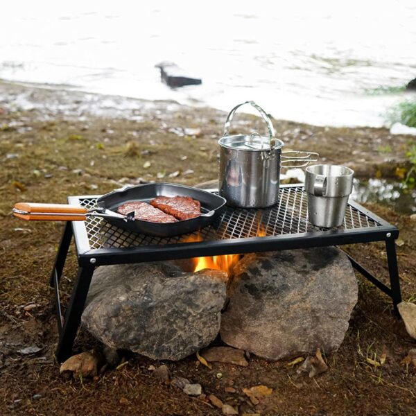 Folding Campfire Grill Heavy Duty Iron Waterproof Portable Camp Fire Cooking Rack for Outdoor Barbecue - Image 7