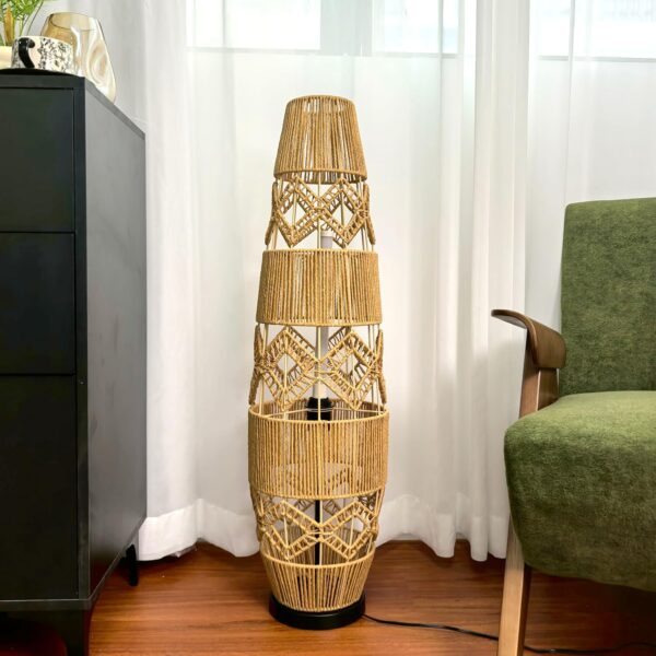 LUVODI Woven Rattan Floor Lamp: 93cm Tall Hand-Woven Free Standing Floor Lamp Night Light with Led Light Bar, Corner Floor Lamp for Reading, Living Room, Tea Room - Image 7