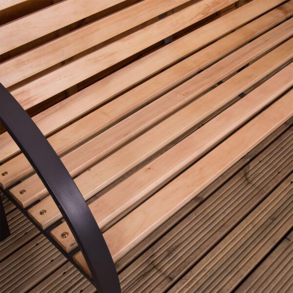 Slatted Garden Bench Wooden Seater Outdoor Furniture Seating Wood Slats Steel Legs Park Patio Seat - Image 6