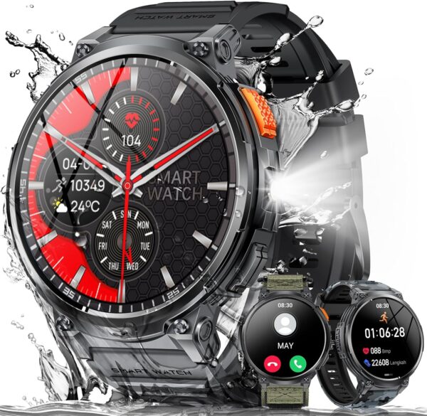 MEGALITH Herrenuhr Militär Sport Outdoor Wasserdicht mit Lederarmband - Großes Zifferblatt Leuchtender Kalender Datum, Analoge Quarzuhr Männer Armbanduhr Design - Image 2
