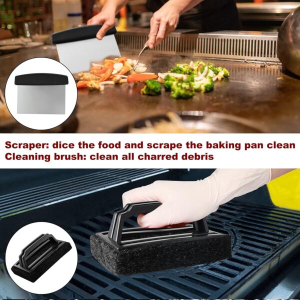 Romanticist 14Pcs Griddle Accessories Kit Flat top Griddle Tools Professional Heavy Duty Grill Spatula Accessories Set, Griddle Cleaning Kit Carry Bag for Outdoor Barbecue and Teppanyaki - Image 5