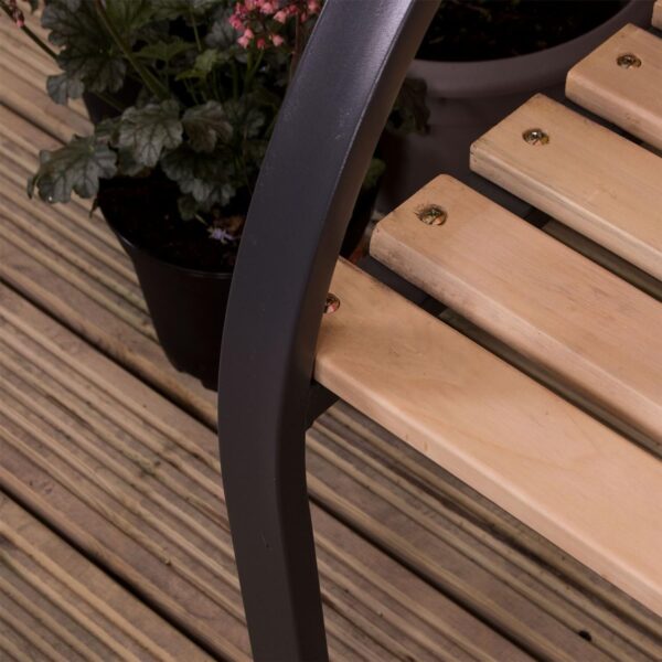Slatted Garden Bench Wooden Seater Outdoor Furniture Seating Wood Slats Steel Legs Park Patio Seat - Image 5