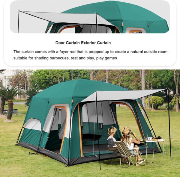 Camping Tents 8-12 Person Family Cabin Tent with 2 Room Weatherproof Instant Cabin Shelter with Rainfly & Carry Bag for Backpacking Hiking Car Traveling - Image 7