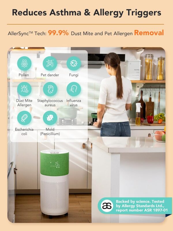 CleanForce® Air Purifiers for Home Large Room Up to 2550 ft², HEPA Air Purifier Air Cleaner with WIFI for Dust, Allergens, Pollen, Pet Hair Dander, Odors, Asthma & Allergy Friendly® Certified, Rainbow - Image 5